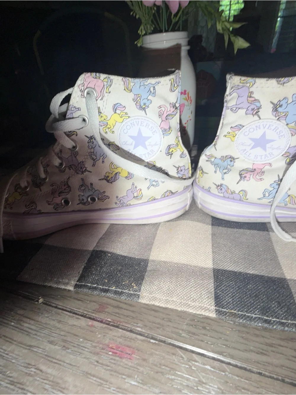 Converse Unicorn Chuck Taylor High Kids Women Sneakers White Violet Canvas 5.5